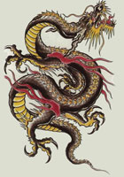An image of a black Chinese dragon.